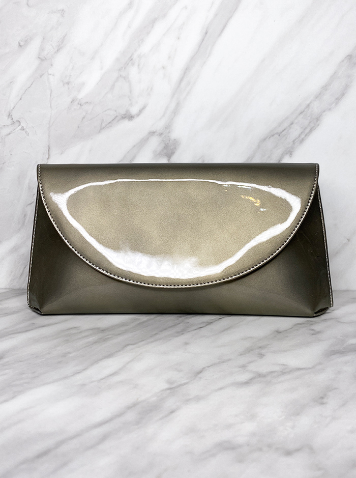 Cosmo - Taupe Patent Clutch Bag (Lisa Kay)